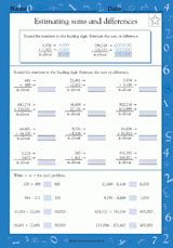 Estimating Sums and Differences Worksheet (Grade 4).